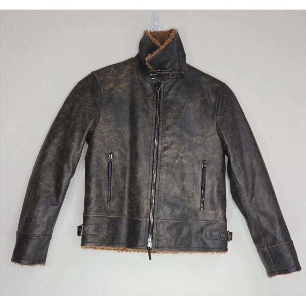 Guiseppe Zanotti 100% Leather Jacket Brown Lined Size XL Mens